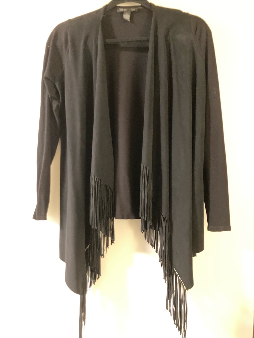 INC International Concepts Black Fringe Cardigan